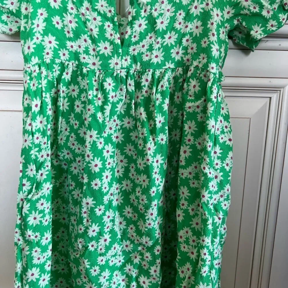 Zara Green Floral Dress Sz 7